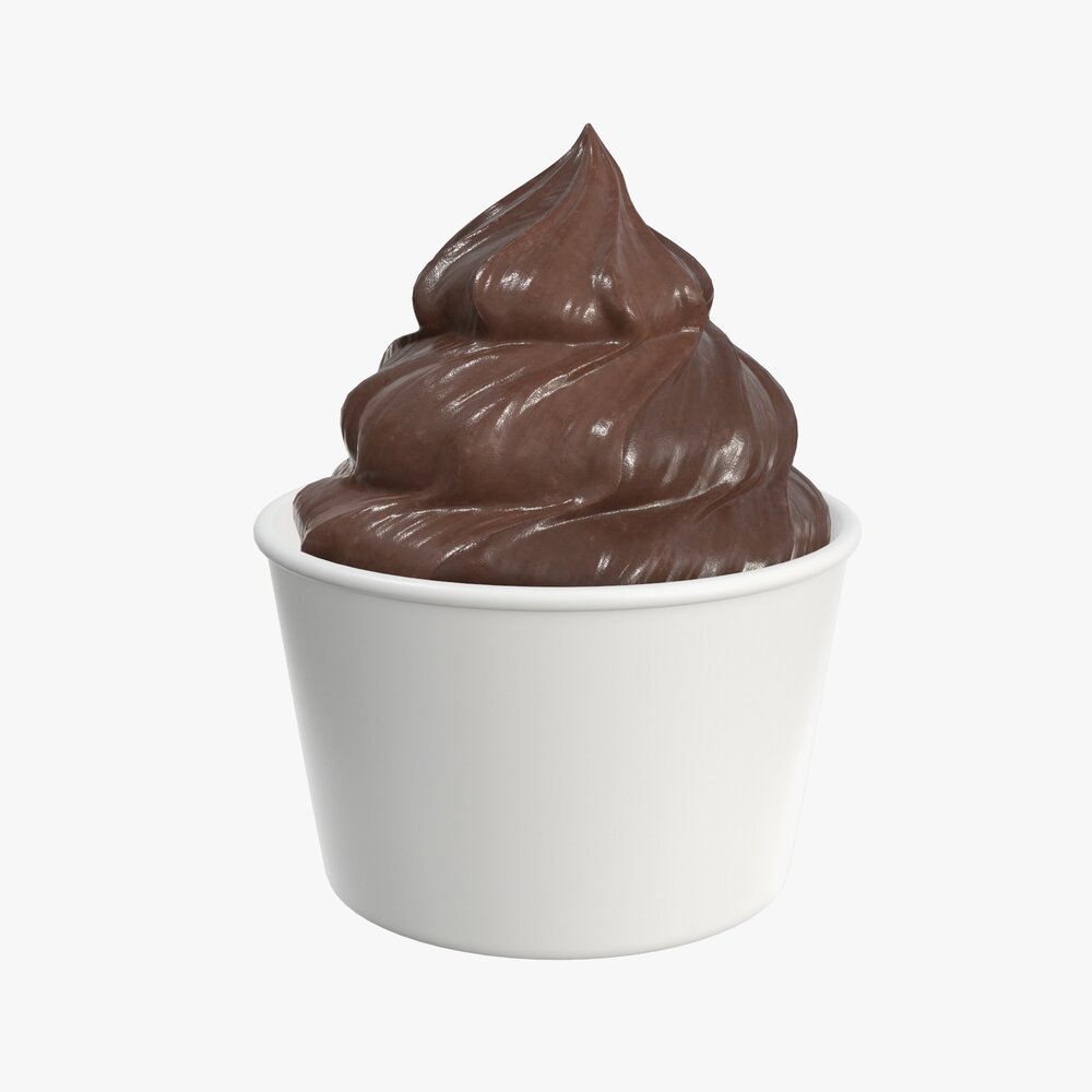 Ice Cream In White Paper Cup For Mockup Modello 3D