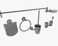 Bathroom Accessory Set Shelf Hanger 3D 모델 
