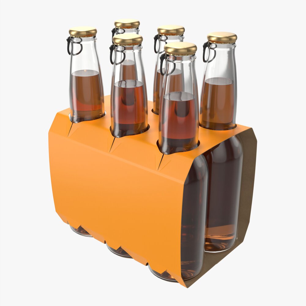 Beer Bottle Cardboard Carrier 01 3D model