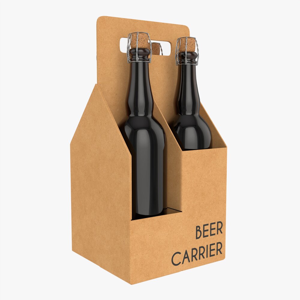 Beer Bottle Cardboard Carrier 05 3D model