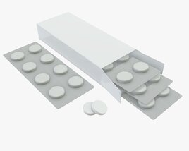 Pills Box Opened With Pills Blister 3D 모델 