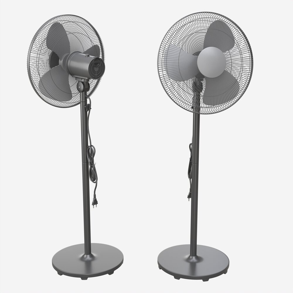 Floor Fan Gray 3D 모델 