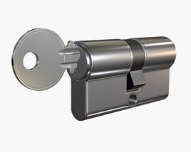 Euro Profile Cylinder Barrel Lock With Key 3D-Modell