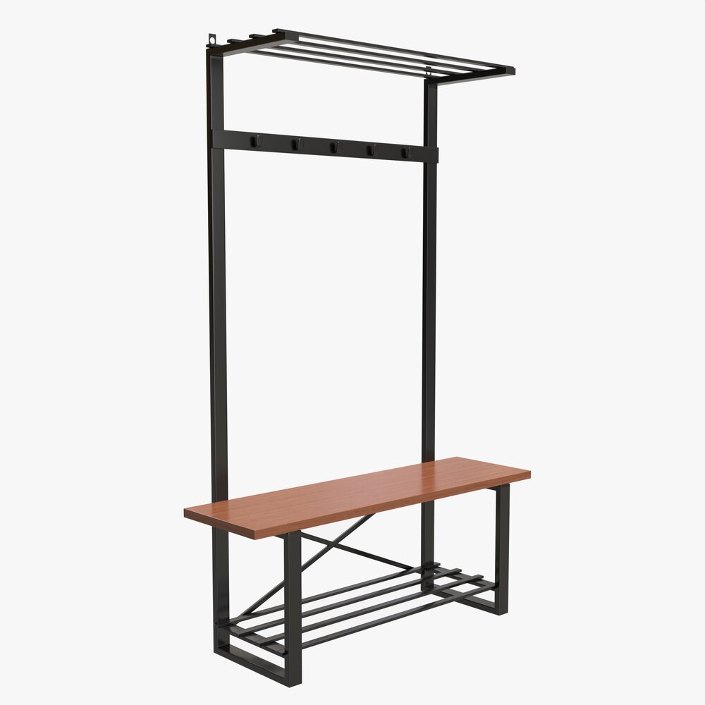 Hall Tree With Bench Walker Edison 3D-Modell