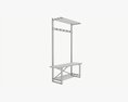 Hall Tree With Bench Walker Edison Modello 3D
