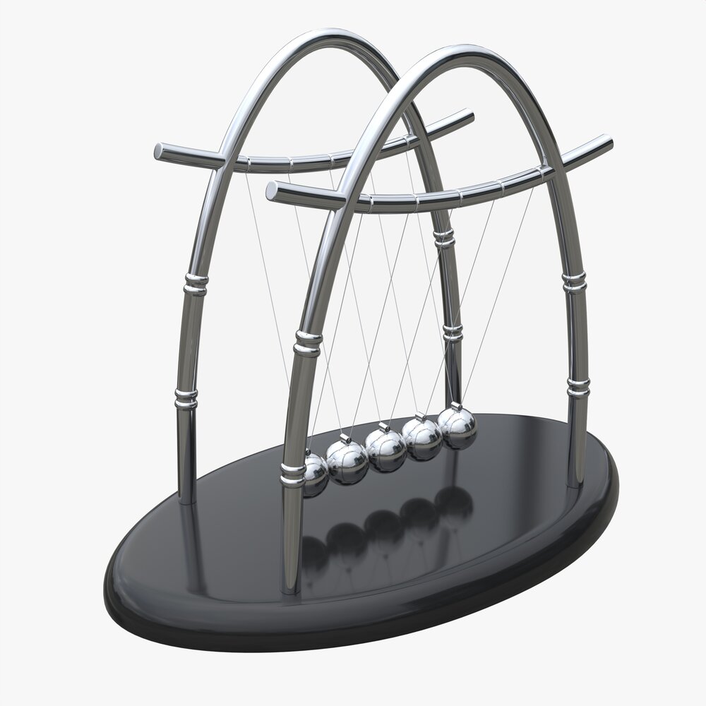 Newton Cradle Balance Steel Balls 02 Modello 3D
