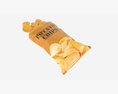 Potato Chips Package On Ground Opened With Folds Mockup 03 Modèle 3d