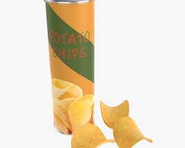 Potato Chips With Tube Packaging 3D model