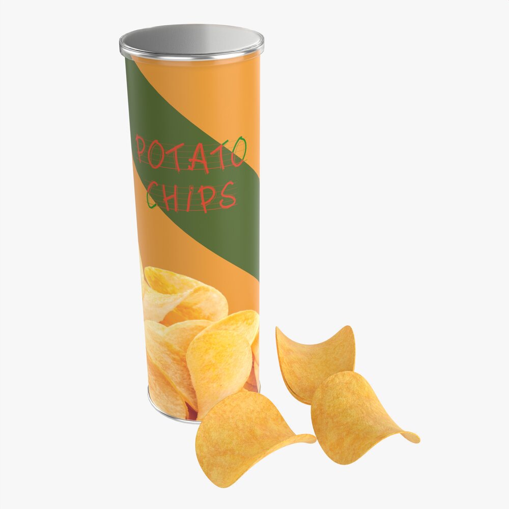 Potato Chips With Tube Packaging 3D-Modell