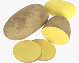 Potato Whole Half And Slices 02 Modèle 3D