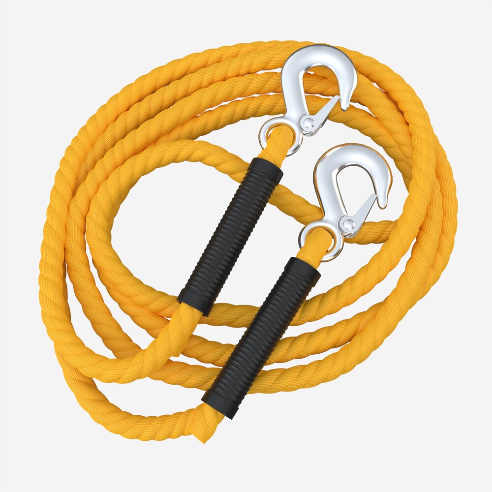 Towing Rope With Metal Hooks 3D-Modell