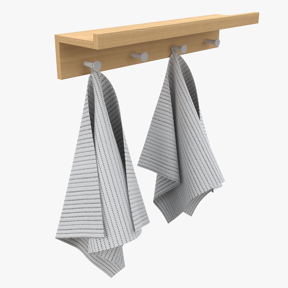 Wall Shelf Rack With Towels 3D model