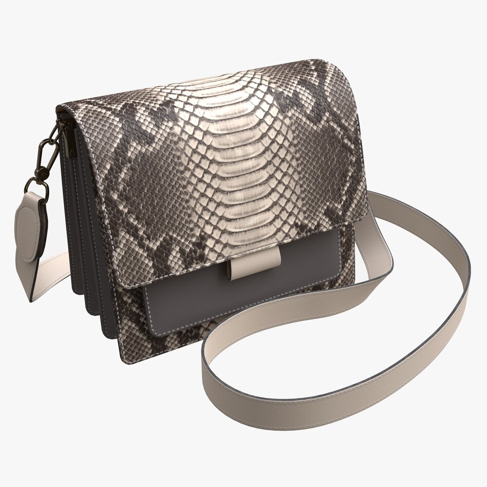 Women Shoulder Bag Leather Snake Skin Modèle 3D