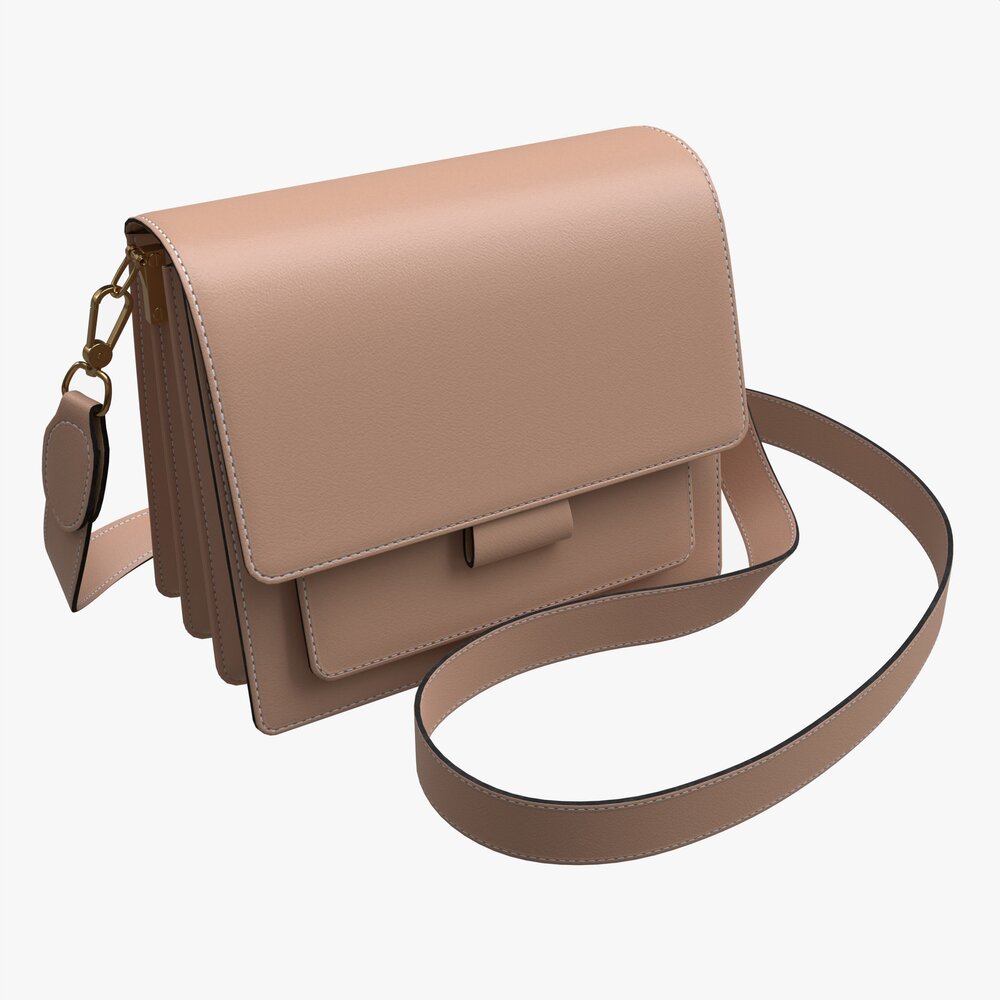 Women Shoulder Bag Light Brown Leather Modelo 3d