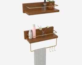Wood American Style Bathroom Shelf Modello 3D