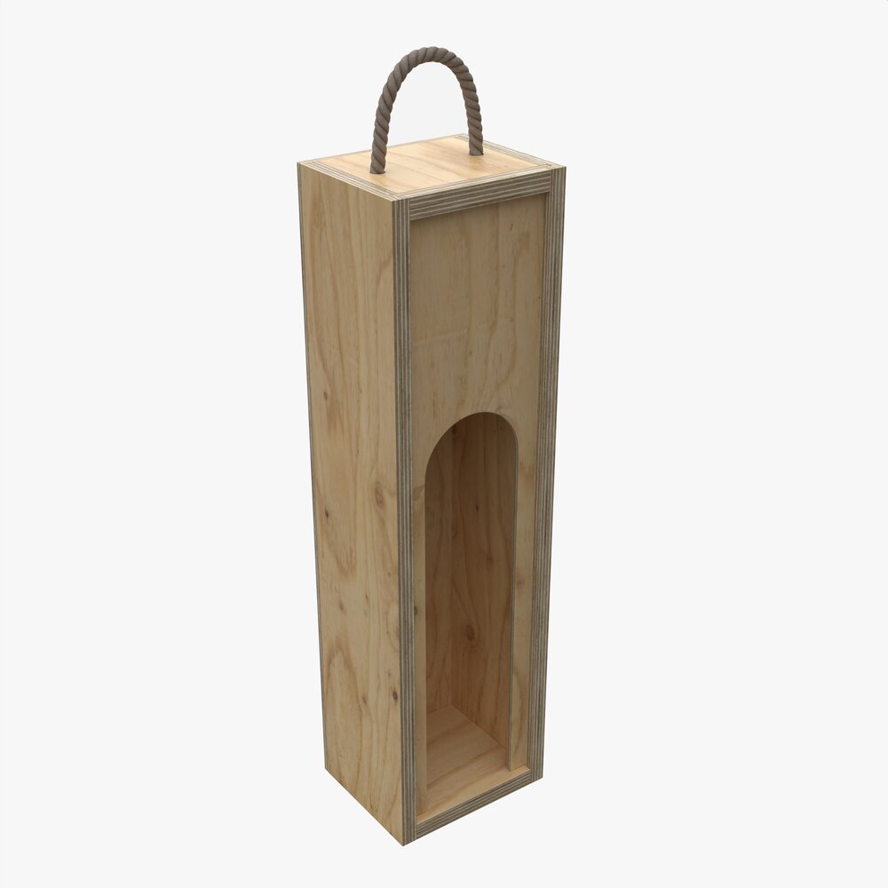 Wooden Box For Wine Bottle With Handle 3Dモデル