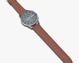 Wristwatch With Leather Strap 01 Modello 3D