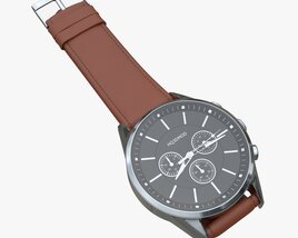 Wristwatch With Leather Strap 02 Modello 3D