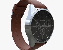 Wristwatch With Leather Strap 03 3D model