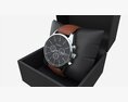 Wristwatch With Leather Strap In Box 01 3d model