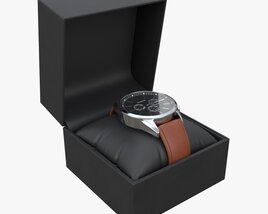 Wristwatch With Leather Strap In Box 02 3D-Modell