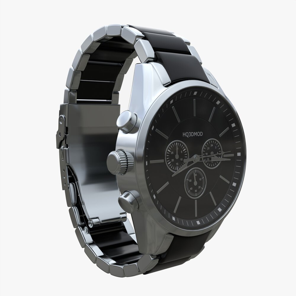 Wristwatch With Steel Bracelet 01 3D-Modell