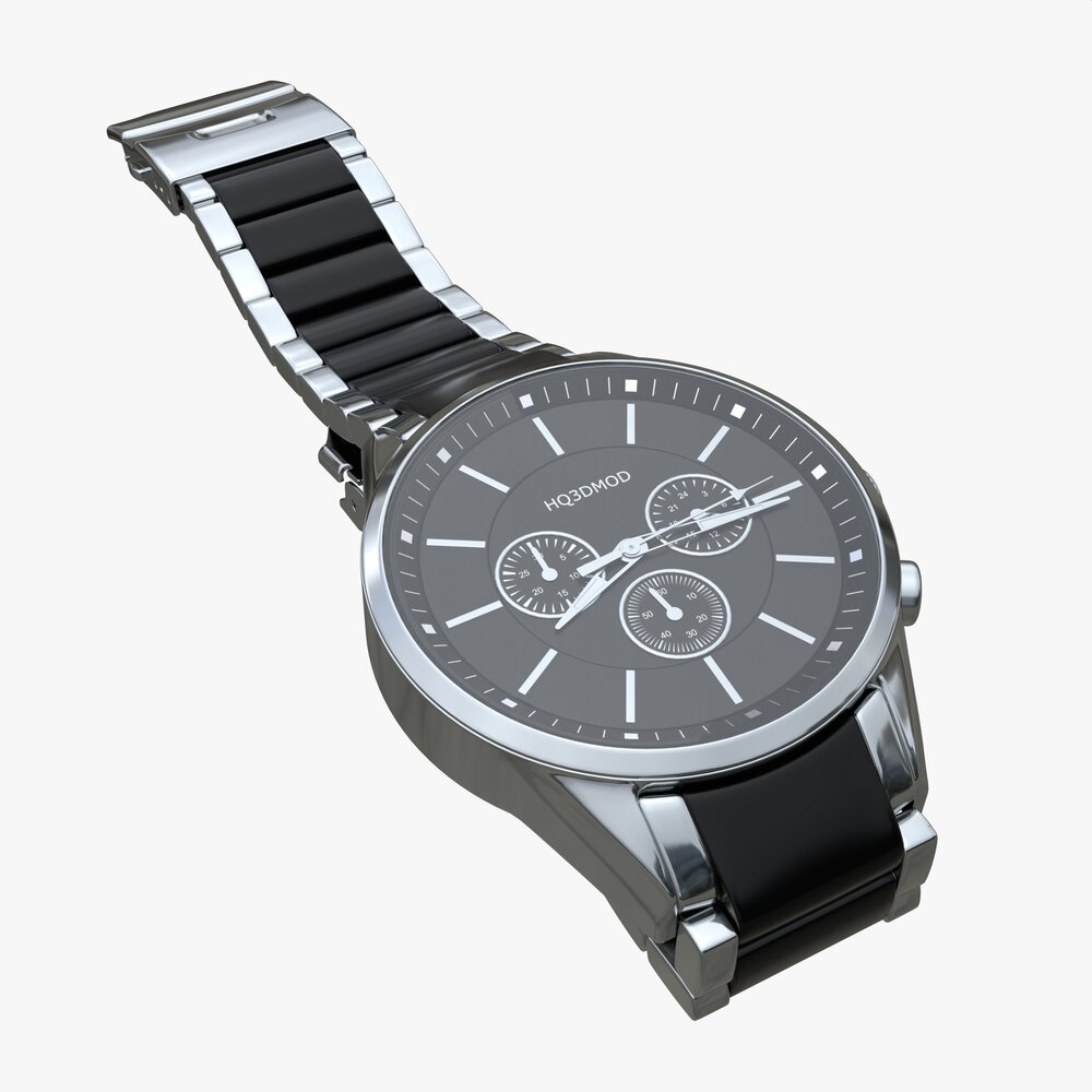 Wristwatch With Steel Bracelet 02 3d model