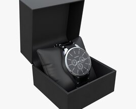 Wristwatch With Steel Bracelet In Box 01 3D model