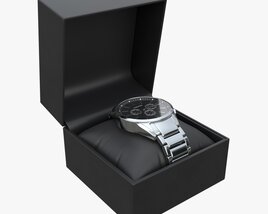 Wristwatch With Steel Bracelet In Box 02 3D-Modell