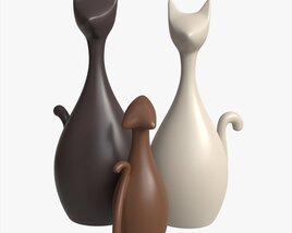 Abstract Animal Cat Ceramic Figurine Set 3D model