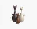 Abstract Animal Cat Ceramic Figurine Set 3D модель