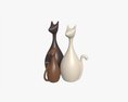 Abstract Animal Cat Ceramic Figurine Set 3d model
