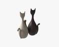 Abstract Animal Cat Ceramic Figurine Set Modelo 3D