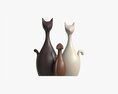 Abstract Animal Cat Ceramic Figurine Set Modelo 3D