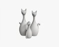 Abstract Animal Cat Ceramic Figurine Set Modèle 3d