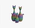 Abstract Animal Cat Ceramic Figurine Set 3D 모델 