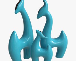 Abstract Animal Ceramic Figurine Set 02 Modello 3D