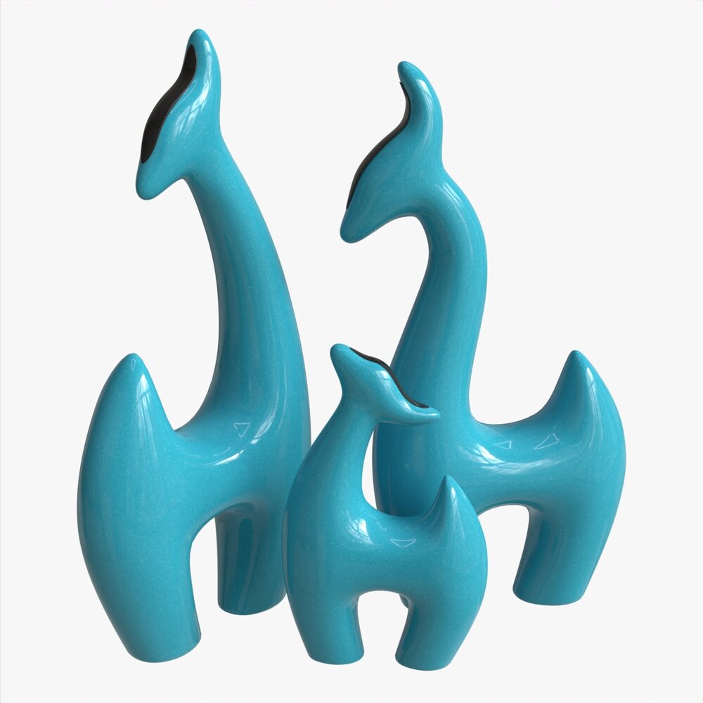Abstract Animal Ceramic Figurine Set 02 3D模型