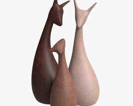 Abstract Animal Ceramic Figurine Set 03 3D-Modell