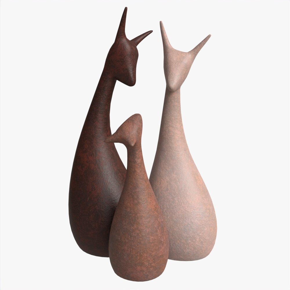 Abstract Animal Ceramic Figurine Set 03 3D 모델 