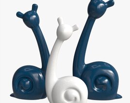 Abstract Animal Snail Ceramic Figurine Set 3D-Modell