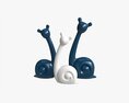 Abstract Animal Snail Ceramic Figurine Set 3D模型