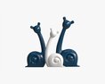 Abstract Animal Snail Ceramic Figurine Set 3d model