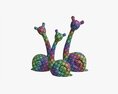 Abstract Animal Snail Ceramic Figurine Set Modèle 3d