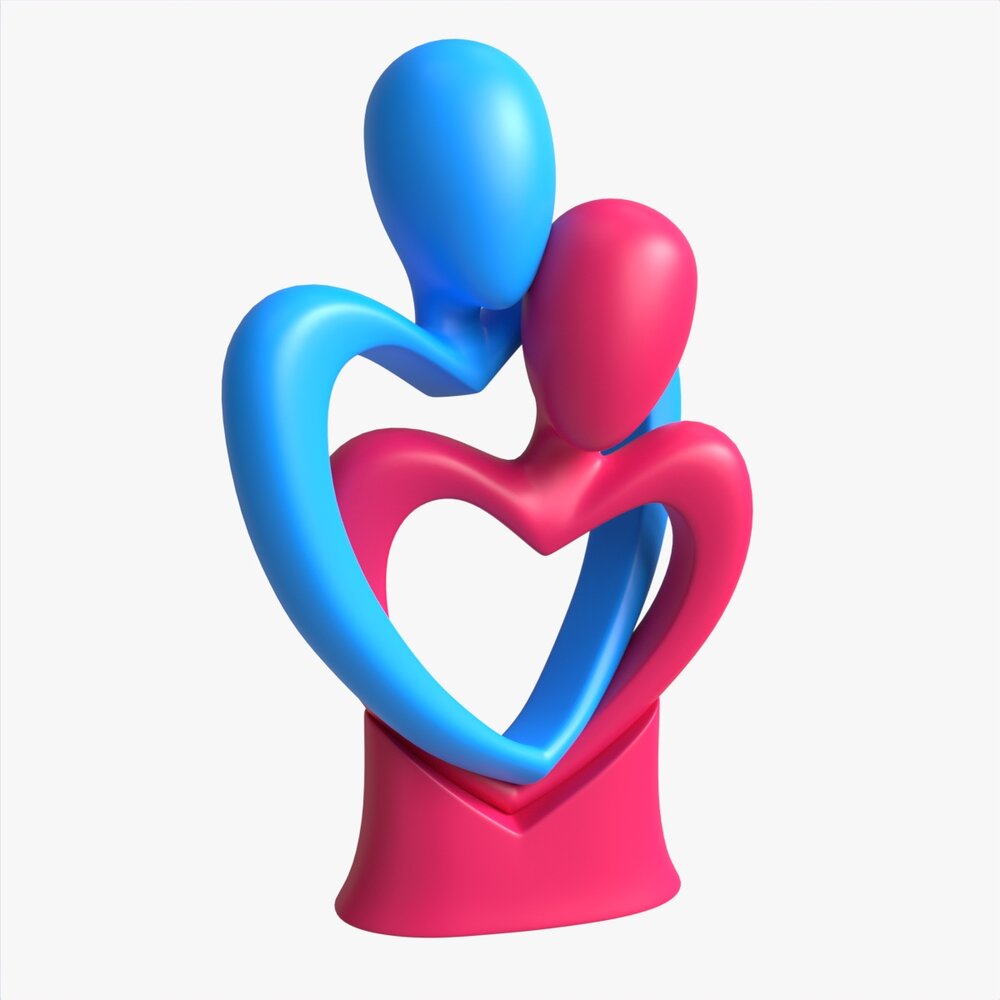 Abstract Ceramic Lovers Figurine Hugging 3D模型