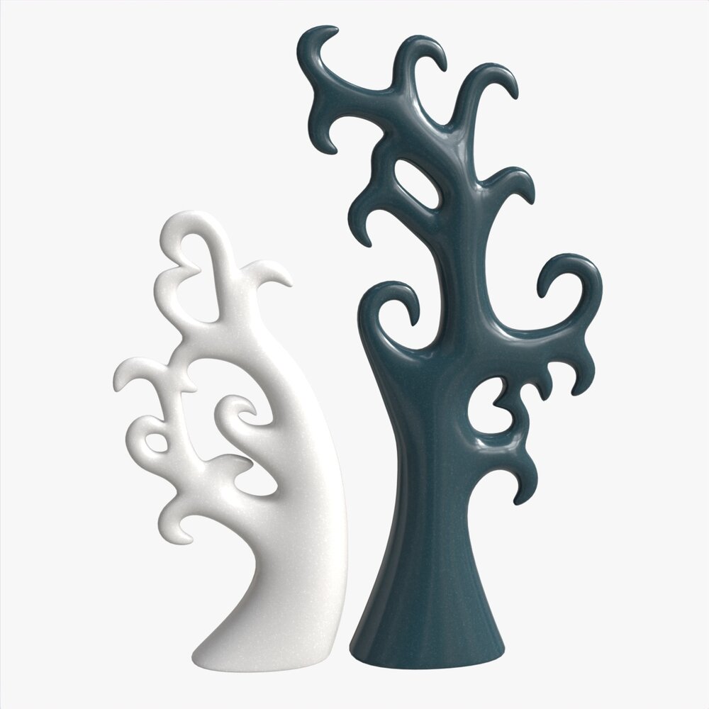 Abstract Tree Ceramic Figurine Set 06 V1 3d model