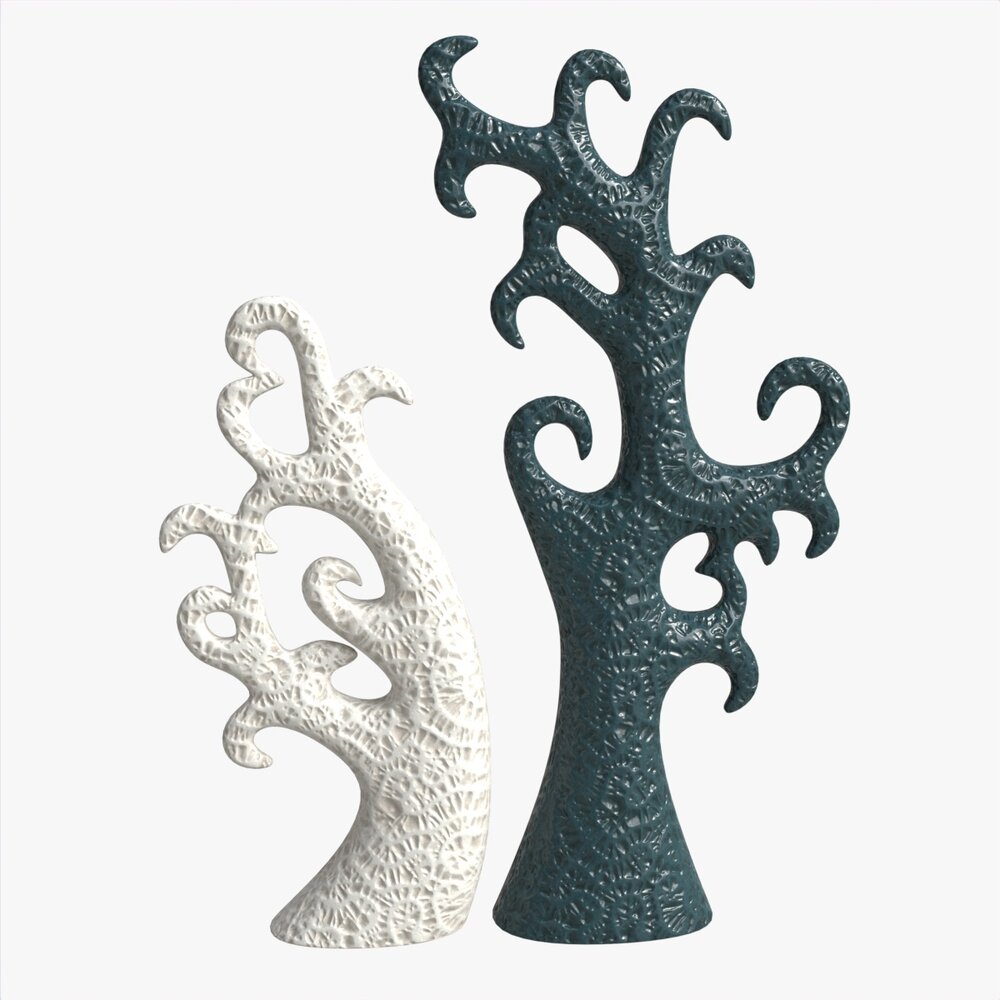 Abstract Tree Ceramic Figurine Set 06 V2 Modelo 3d