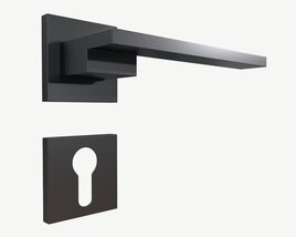 Modern Door Handle With Pz Square Rose 3D model