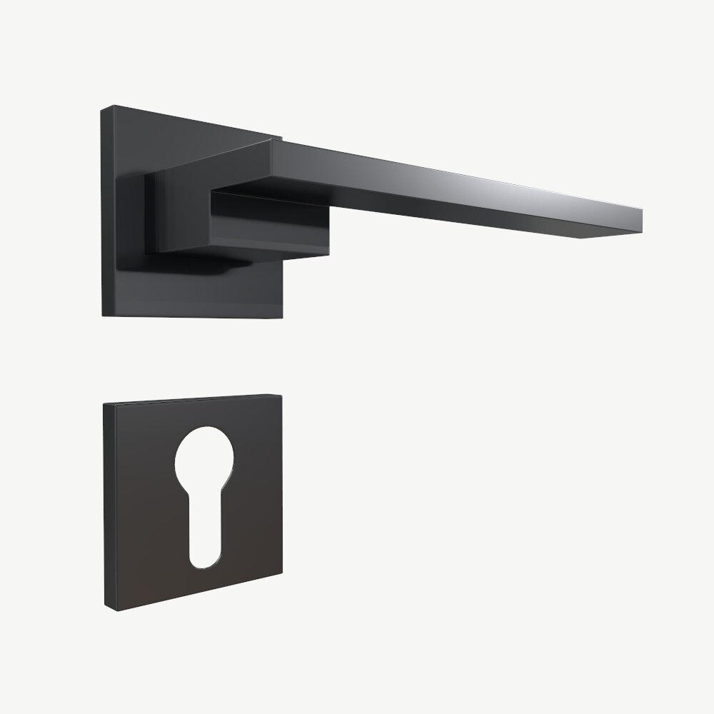 Modern Door Handle With Pz Square Rose Modelo 3D