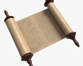 Ancient Scroll With Wooden Rods Old Text 01 Modèle 3D